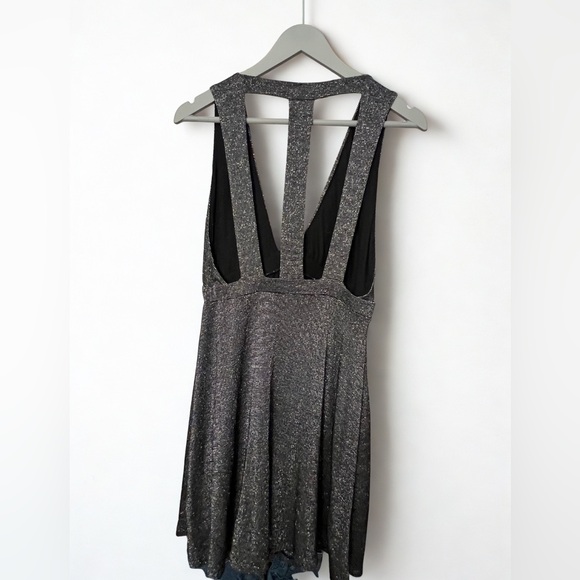 Free People Silver Black and Silver Dance Of The Night Midi Dress Size M - Picture 3 of 9